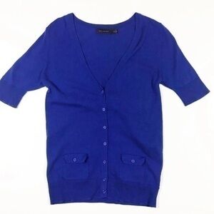 The Limited Cardigan Top Blue Short Sleeve